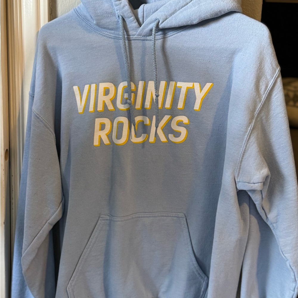 Light Blue Hoodie with Yellow Print